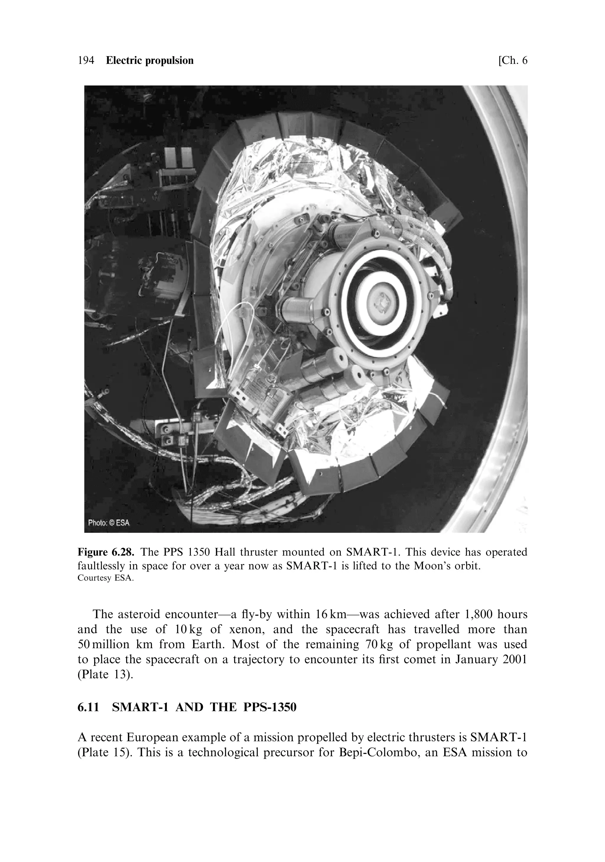 Sec. 6.8 ]                                             6.8 Electrical power generation   185




                                                              Incore safety
              Reactor vessel                                  rods
              Hinged reflector control
              segment                                         Fuel bundles and
                                                              honeycomb structure
              Re-entry heat
              shield                                          Thaw assist
              Reactor shield                                  heat pipes
                                                              Primary heat transport
                                                              piping and insulation
              Support structure
              struts                                          Power converter

              Reactor IC
              multiplexer                                     Auxiliary cooling
                                                              loop gas separator
              Auxiliary cooling
                                                              accumulator
              loop radiator

              Income safety                                   Auxiliary cooling
              rod actuator                                    loop tem pump and
                                                              starter radiator
              Integration                                     Structural interface
              joints                                          ring

Figure 6.23. An early United States designed nuclear ®ssion power generator. The small
®ssion core is in the nose and the re¯ectors are placed around it. The rest of the volume is
taken up by the power converters and the radiators to dump the waste heat to space.
Courtesy NASA.




 element, created in fast-breeder reactors at enormous cost. Uranium is non-
 poisonous and not radioactive in the pure state, so the safety aspects of its use are
 much less challenging. It is not often appreciated that small nuclear reactors can be
 made, typically less than half a metre in diameter; this excludes radiation shielding,
 of course, and the protective details outlined above for RTGs. Full details of
 uranium ®ssion reactors are given in Chapter 7, here it is only necessary to look
 at the electrical power generation aspects.
    The thermal power output of the reactor is determined by the instantaneous
 neutron ¯ux in the core, and this is controlled by means of external neutron re¯ectors
 and absorbers, which control the neutron ¯ux being bounced back into the core. The
 reactor can be launched in an inert state, and can be switched on once in orbit; its
 power output can be raised or lowered at will. This underlines an important safety
 aspect of uranium ®ssion reactors: the material is not radioactive until the device has
 been operated and therefore an accident during launch will not produce radioactive
 debris from a virgin reactor core.
    Thermal power outputs of practical devices are high. The SNAP 10-A reactor
 (Figure 6.23) developed in the United States for satellite power applications in
 