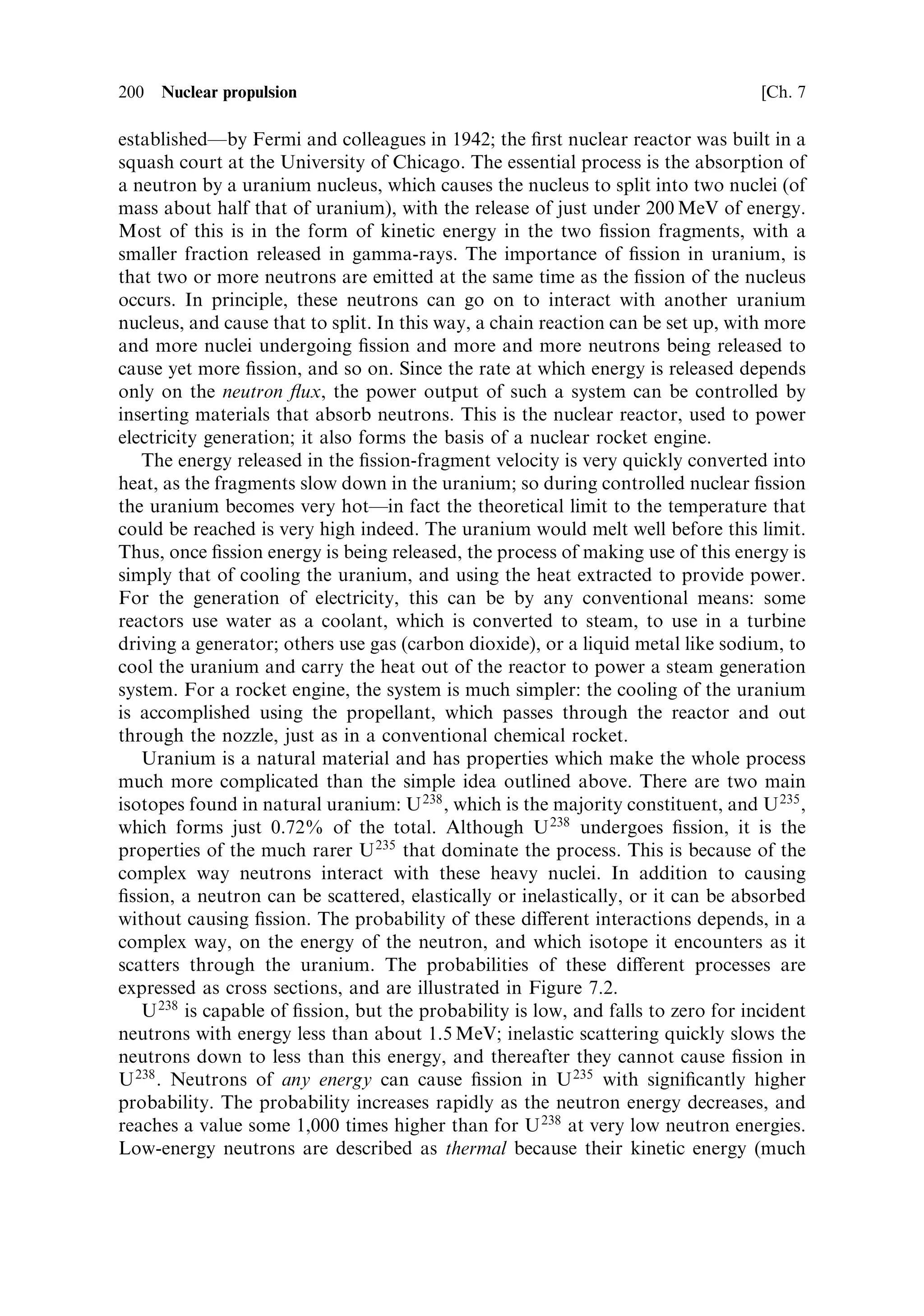 190     Electric propulsion                                                        [Ch. 6

less than six months per year. Here we are compounding the many daily short burns
of the thruster into a single continuous burn, which does not a€ect the result. Given
such long burn times, the life of the thruster could be the limiting factor. Up to the
present, demonstrated lifetimes of the order of one year of operation have been
established, which places an upper limit, for a 10-year mission, of a year, or 3.15
10 7 s, to the total burn time.
   Using the equation for power supply mass to propellant mass, which is repeated
here for convenience,
                                      ME      v2
                                          ˆ e
                                      MP 2t
we ®nd that for the Hall thruster, with eciency 0.6, the extra solar panel mass
(assuming 100 W/kg) is 5.9% of the propellant mass; that is, the extra power supply
plus propellant mass is 3.5% of the satellite mass. Using the ion thruster, the factor
of two in exhaust velocity requires that the power supply mass has to increase to
35.7% of the propellant mass (assuming 40% thruster eciency). The propellant
mass is half that needed by the Hall thruster, and so the saving is actually larger: the
power supply plus propellant mass is 2.2% of the satellite mass.
   For station keeping therefore, the savings in propellant mass are very signi®-
cantÐ90% being a practical quantity. The choice between a Hall thruster and an ion
engine is largely a matter of taste. Arc-jet thrusters and electrothermal thrusters, with
their lower exhaust velocities, will provide smaller but still signi®cant propellant
savings. It seems likely that the Hall thruster and ion engine will be the station-
keeping device of choice for current and future communication satellites.


6.9.2     Low Earth orbit to geostationary orbit
The required velocity increment for an elliptical transfer to geotationary altitude and
circularisation of the orbit is theoretically 4.2 km/s. To this should be added the
gravity losses associated with the continuous burning of the electric propulsion
system, which is of the order 1 km/s, producing a total of 5.2 km/s for this mission.
This is 10 times the station keeping requirement. It should also be carried out in a
reasonable length of time, so may be expected to be more demanding of the
thrusters.
   As a comparison chemical thruster we can consider a bi-propellant engine using
UDMH and nitrogen tetroxide. It has an exhaust velocity of 3,160 m/s in vacuo (see
Chapter 3), requiring a propellant fraction of 80%. The same calculation as before
produces, for the Hall thruster, a propellant fraction of 29.4%. For the ion engine
the propellant fraction is 16%, and so the use of electric propulsion can potentially
save about 80% of the propellant. Note that the higher exhaust velocity of the ion
engine has a much bigger e€ect for this mission.
   Here the necessary power is determined by the length of time the proprietor of the
spacecraft is prepared to wait for it to reach geostationary orbit. Depending on his
patience, we can consider six or 12 months as examples. For six months the ratio of
power supply to propellant mass is 0.119, and is dependent only on the burn time
 