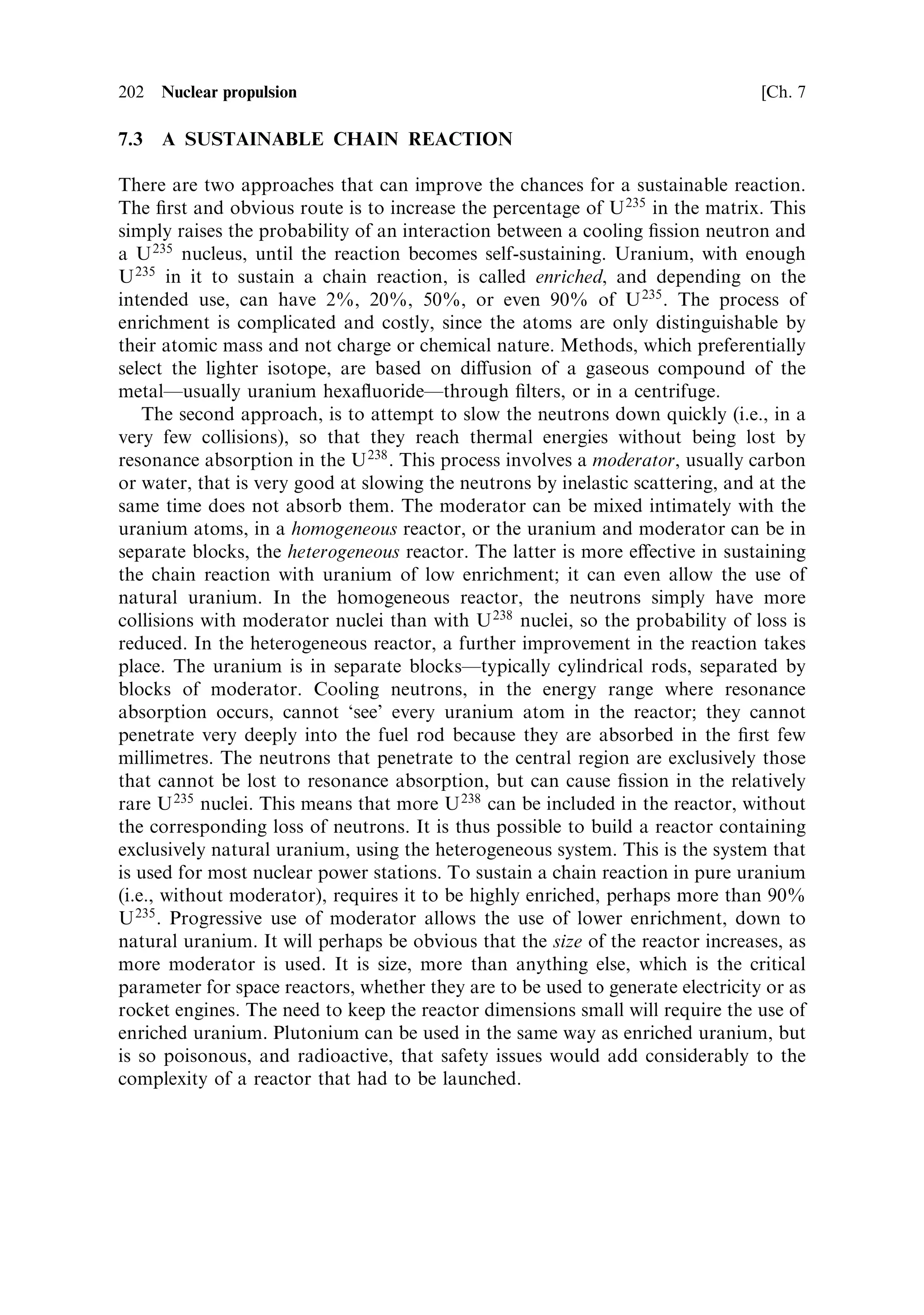 192   Electric propulsion                                                                [Ch. 6




             Velocity increment factor




                                              Thrust-to-weight ratio
 Figure 6.27. Velocity increment loss factor as a function of thrust-to-weight ratio for electric
 propulsion.


    For very small thrust-to-weight ratios this penalty approaches a factor of 2.3 over
 the chemical rocket. Until now we have not had occasion to consider the thrust
 explicitly. In terms of the equations given at the beginning of this chapter the thrust
 can be written as
                                               2ME
                                    F ˆ mve ˆ
                                                  ve
 remembering that the exhaust stream power is ME , where ME is the power supply
 mass. The thrust-to-weight ratio can then be calculated as follows:
                                          MP      RÀ1          V
                                                ˆ     ˆ 1 À e Àve
                                         MTotal    R
                                                       v2
                                                        e
                                           ME ˆ M P
                                                      2t
                                                RÀ1         v
                                             Fˆ      MTotal e
                                                 R           t
                                                  F       R À 1 ve
                                             Cˆ         ˆ
                                                gMTotal     R gt
 With these equations we can approximately calculate the thrust-to-weight ratio of
 the two electric propulsion systems for the Mars mission. The propellant fraction is
                                                                        ve
 0:33 for the Hall thruster, and so the thrust-to-weight ratio is 0:33 Â ˆ 3:6 10 À5 .
                                                                        gt
From Figure 6.27 the velocity factor is 2.25, and so the real velocity increment is
closer to 12 km/s. The ion engine will have an even lower thrust-to-weight ratio, and
the same factor will therefore apply.
   This rough calculation shows that for most electric propulsion, or for low-thrust
 