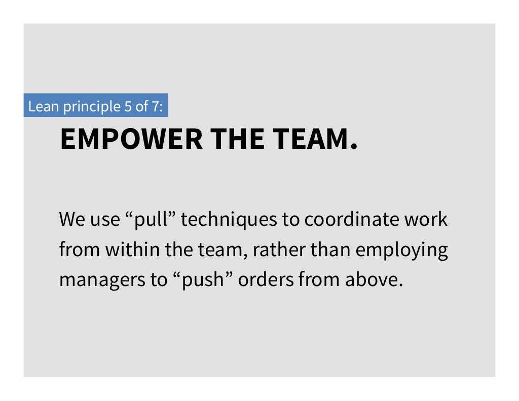 EMPOWER THE TEAM. Lean principle