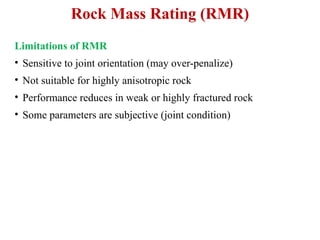 Orientation Rmr Rock Mass Classification and their Application | PPTX