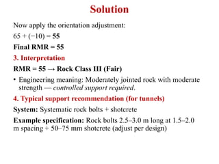Orientation Rmr Rock Mass Classification and their Application | PPTX