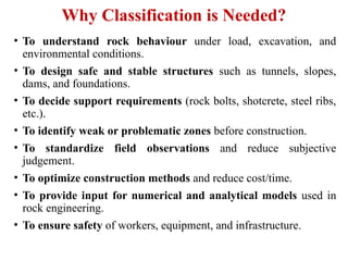 Rock Mass Classification and their Application | PPTX