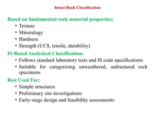 Rock Mass Classification and their Application | PPTX