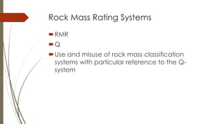 Rock mass classification part 1 | PDF