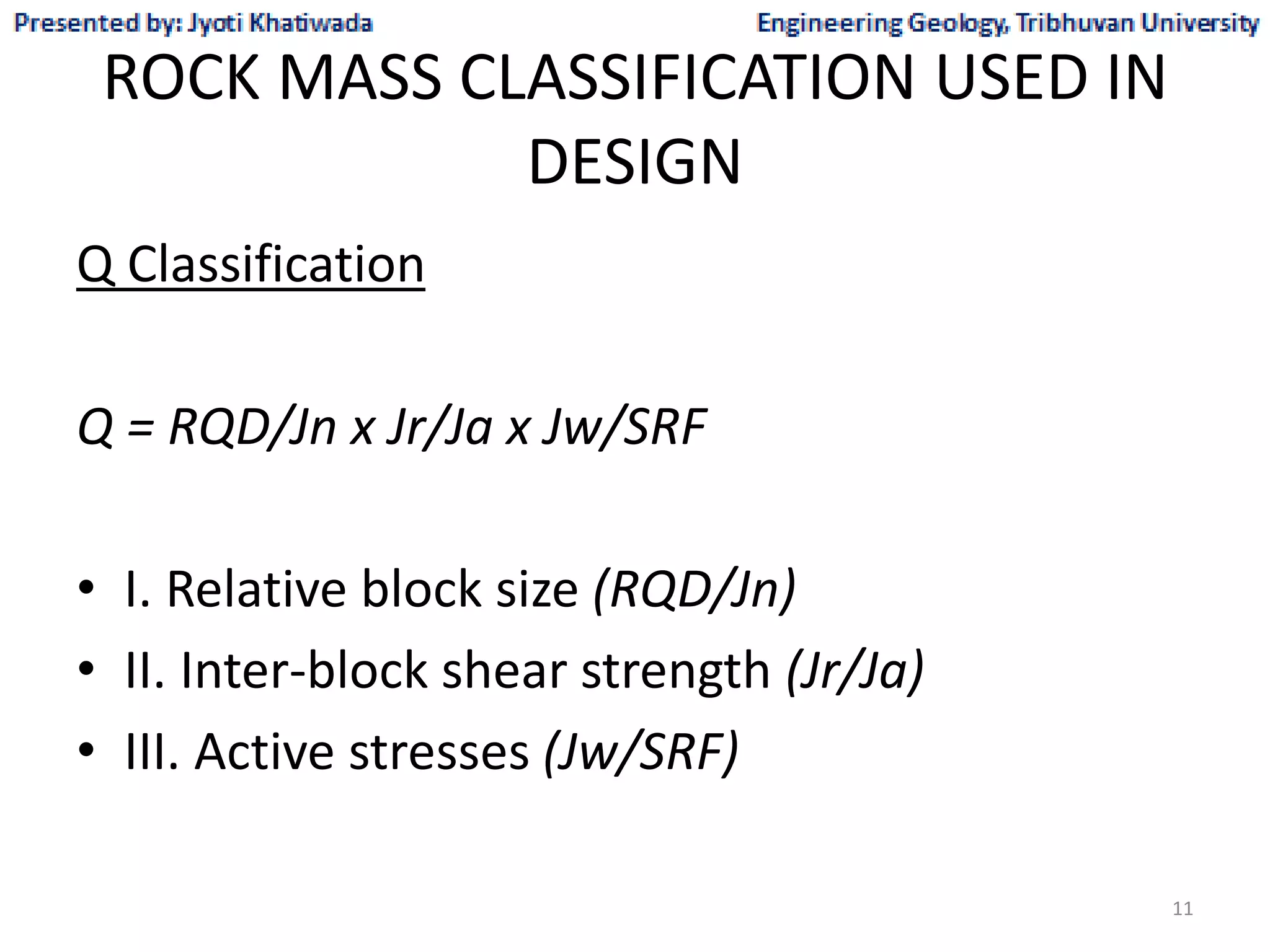 Rock mechanics for engineering geology part 1 | PPTX