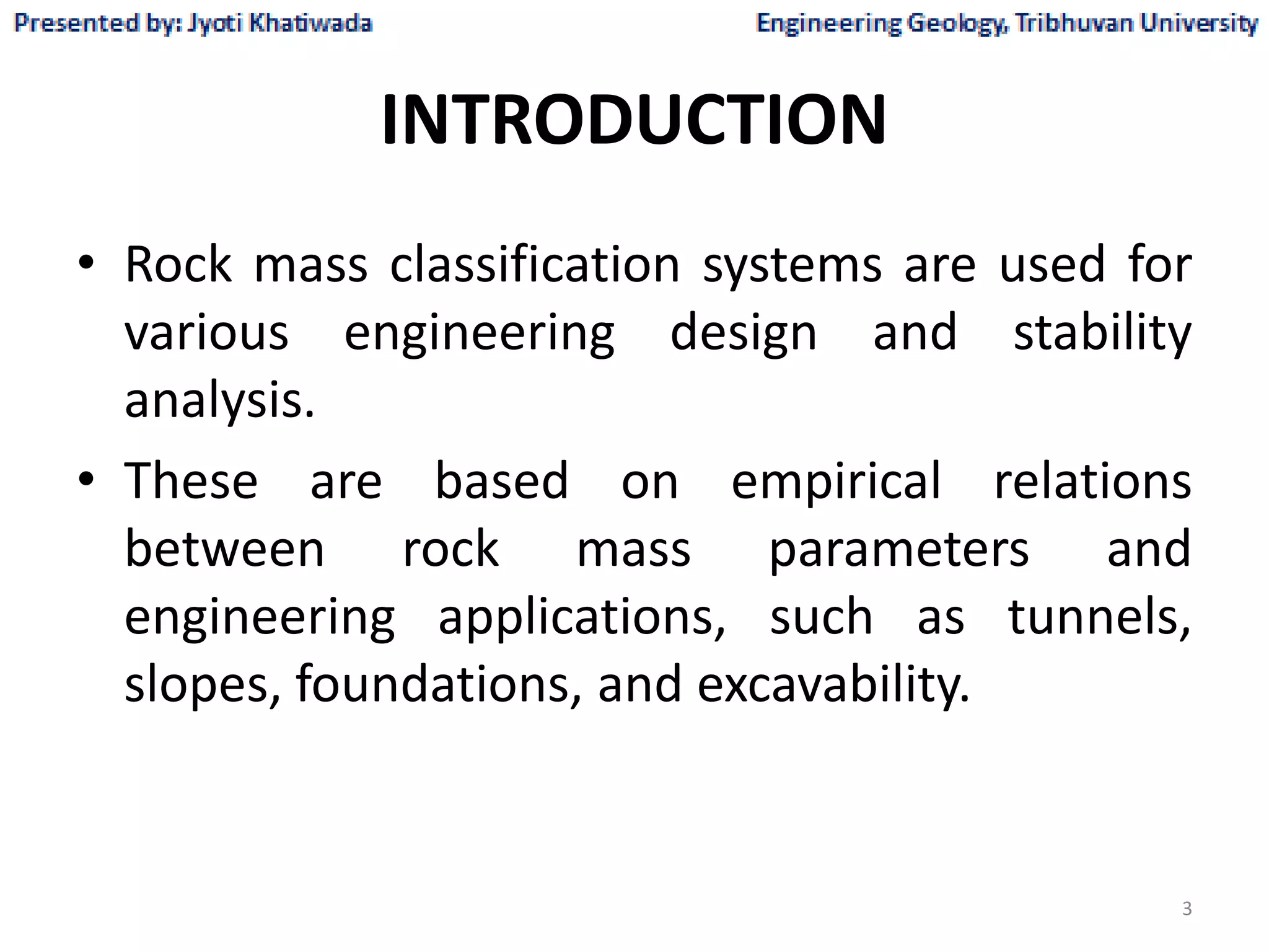 Rock mechanics for engineering geology part 1 | PPTX