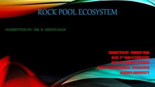 ROCK POOL ECOSYSTEM
SUBMITTED TO : DR. R. SRINIVASAN
SUBMITTED BY : TANMOY JANA
M.SC. 1ST YEAR [I SEMESTER]
DEPT. OF FISHERIES SCIENCE
REGESTRATION NUMBER : 2020547018
ALAGAPA UNIVERSITY
 