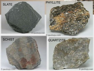 PHYLLITE 
SLATE 
SCHIST QUARTZITE 
 