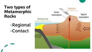 Two types of
Metamorphic
Rocks
•Regional
•Contact
 