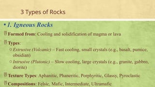 3 Major Types Of Rocks three types of rocks igneous sedimentary metamorphic.pptx