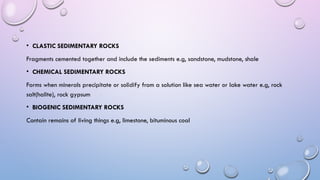 Rocks and characteristics and types of rocks importance of rocks.pptx