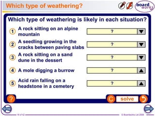 Which type of weathering? 
18 of 42 © Boardworks Ltd 2008 
 