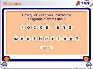 Anagrams 
32 of 42 © Boardworks Ltd 2008 
 
