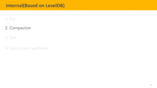 24
TELENAV CONFIDENTIAL
Internal(Based on LevelDB)
1. Put
2. Compaction
3. Get
4. Concurrent read/write
 