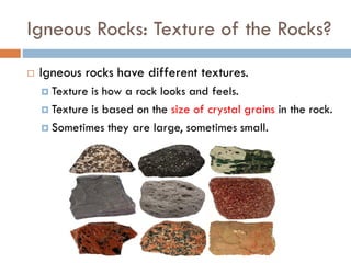 Texture In Rocks Rocks - Igneous | PDF