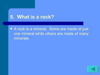Statements About Rocks Rocks mineral and fossil 20 Questions | PPT
