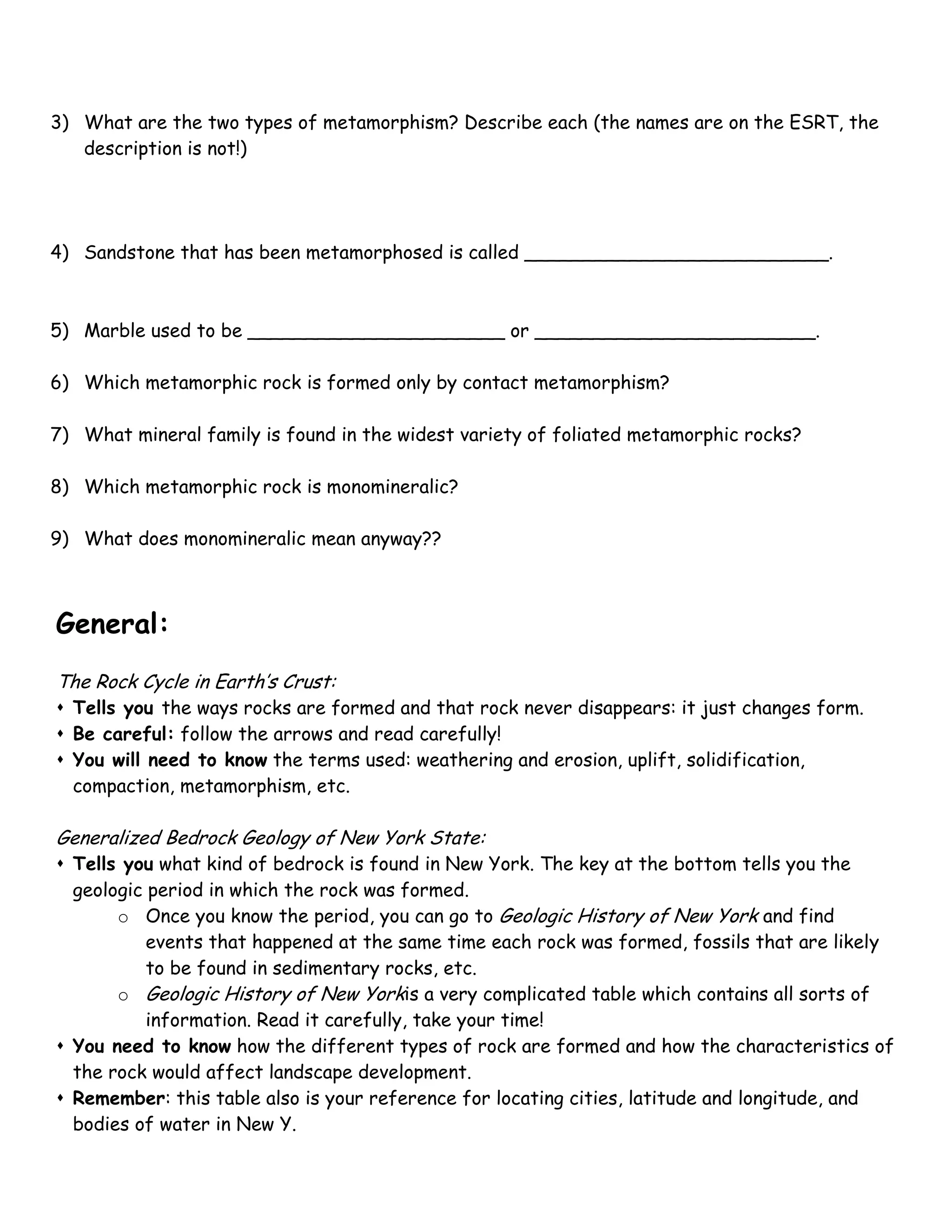 Rocks of the esrt guide