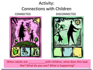 Activity:
Connections with Children
CONNECTED DISCONNECTED
28
When adults are ___________with children, what does this look
like? What do you see? What is happening?
28
 