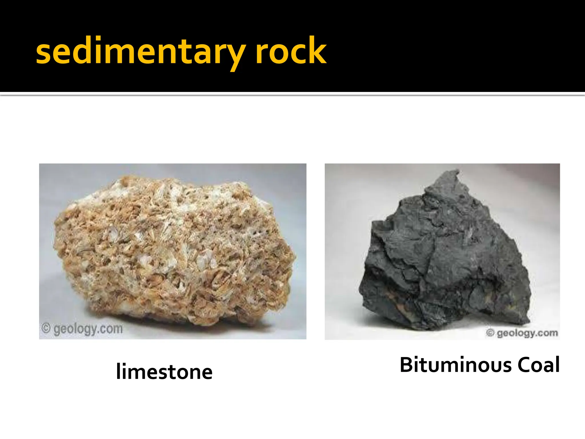 sedimentary rock
limestone Bituminous Coal
 