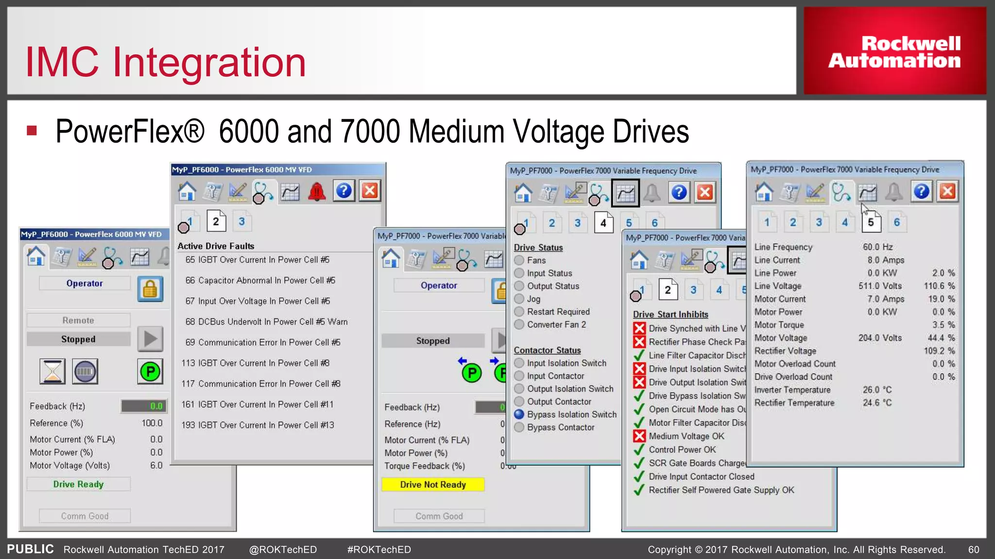 PUBLIC Copyright © 2017 Rockwell Automation, Inc. All Rights Reserved. 60Rockwell Automation TechED 2017 @ROKTechED #ROKTechED
IMC Integration
 PowerFlex® 6000 and 7000 Medium Voltage Drives
 