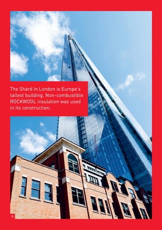 The Shard in London is Europe’s
tallest building. Non-combustible
ROCKWOOL insulation was used
in its construction.




 8
Annual Report 2012 I ROCKWOOL International A/S
 