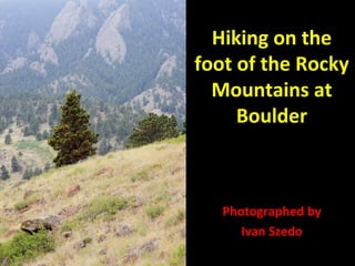 Hiking on the
foot of the Rocky
Mountains at
Boulder

Photographed by
Ivan Szedo

 