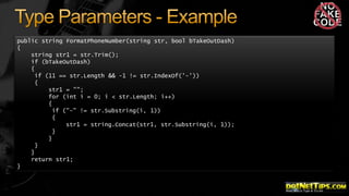 public string FormatPhoneNumber(string str, bool bTakeOutDash)
{
string str1 = str.Trim();
if (bTakeOutDash)
{
if (11 == str.Length && -1 != str.IndexOf('-'))
{
str1 = "";
for (int i = 0; i < str.Length; i++)
{
if ("-" != str.Substring(i, 1))
{
str1 = string.Concat(str1, str.Substring(i, 1));
}
}
}
}
return str1;
}

 