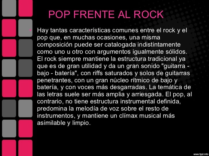 Diferencias Entre El Rock Y El Pop