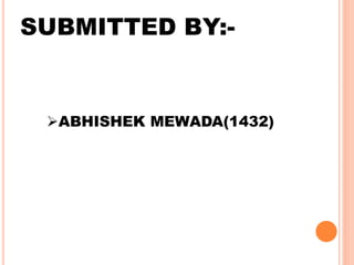 ABHISHEK MEWADA(1432)
SUBMITTED BY:-
 