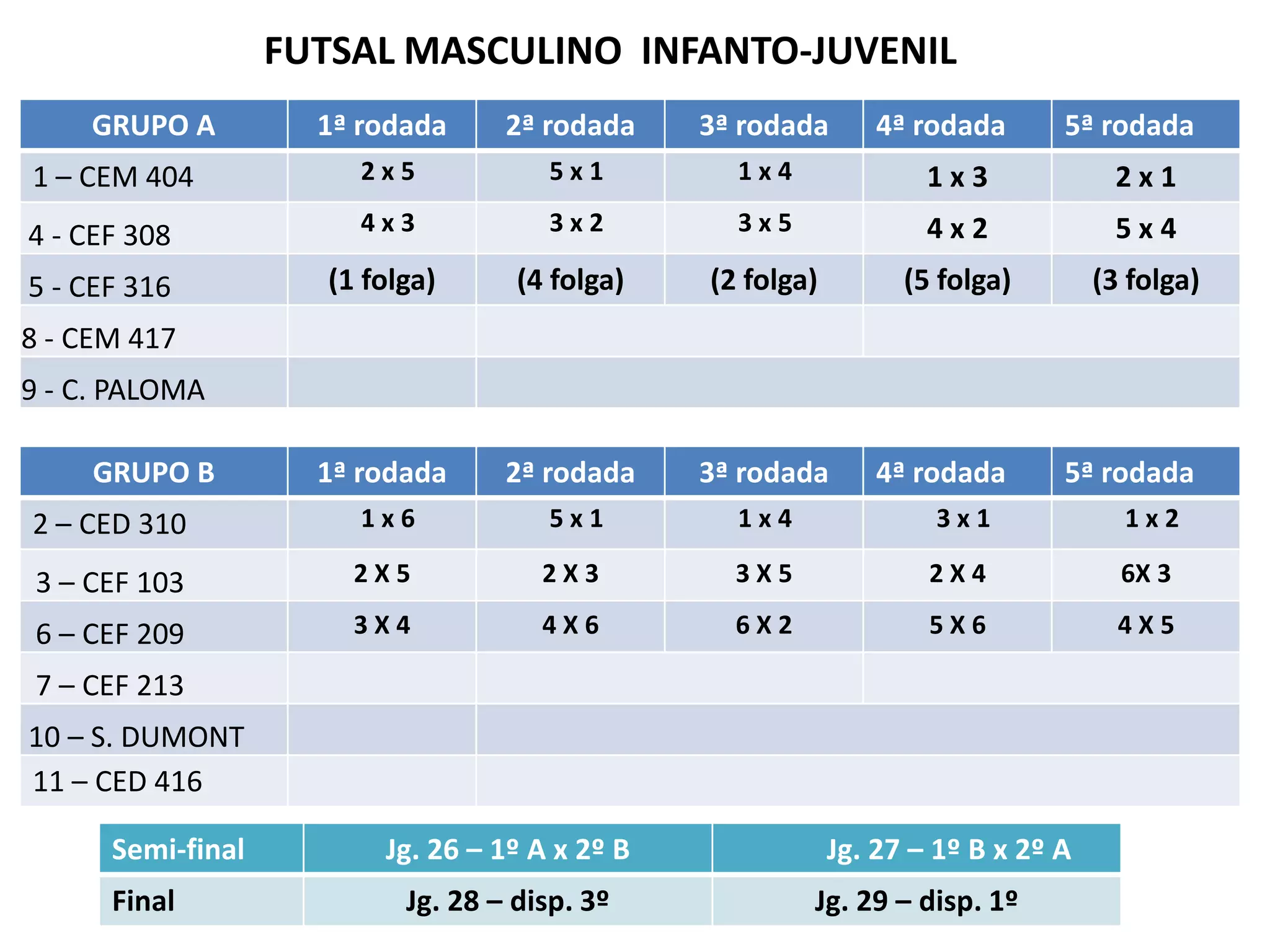 FUTSAL MASCULINO  INFANTO-JUVENIL 