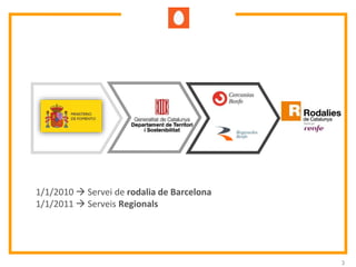 3
1/1/2010  Servei de rodalia de Barcelona
1/1/2011  Serveis Regionals
 