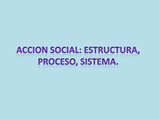 Accion social: estructura, proceso, sistema. 