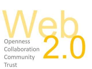 Web2.0OpennessCollaborationCommunityTrust