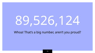 89,526,124
Whoa! That’s a big number, aren’t you proud?
16
 
