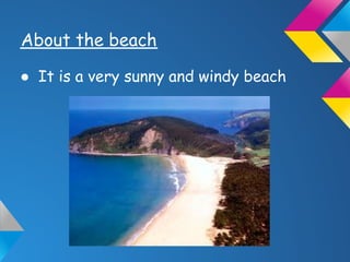About the beach
● It is a very sunny and windy beach
 