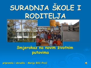 SURADNJA ŠKOLE I
RODITELJA
Smjerokaz na novim životnim
putovima
pripremila i obradila : Marija Bilić-Prcić
 