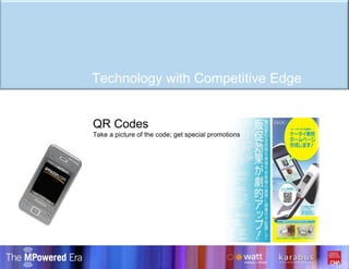 QR Codes Take a picture of the code; get special promotions Technology with Competitive Edge 