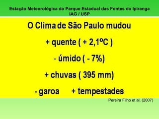 Pereira Filho et al. (2007) Estação Meteorológica do Parque Estadual das Fontes do Ipiranga IAG / USP 