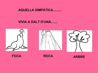 AQUELLA SIMPÀTICA.........
VIVIA A DALT D’UNA.......
FOCA ROCA ARBRE
 