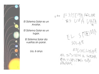 El Sistema Solar es un
Avatar.
El Sistema Solar es un
lugar.
El Sistema Solar da
vueltas sin parar.
Lia, 6 anys
 