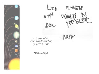 Los planetes
dan vueltas al Sol,
y lo ve el Pol.
Noa, 6 anys
 