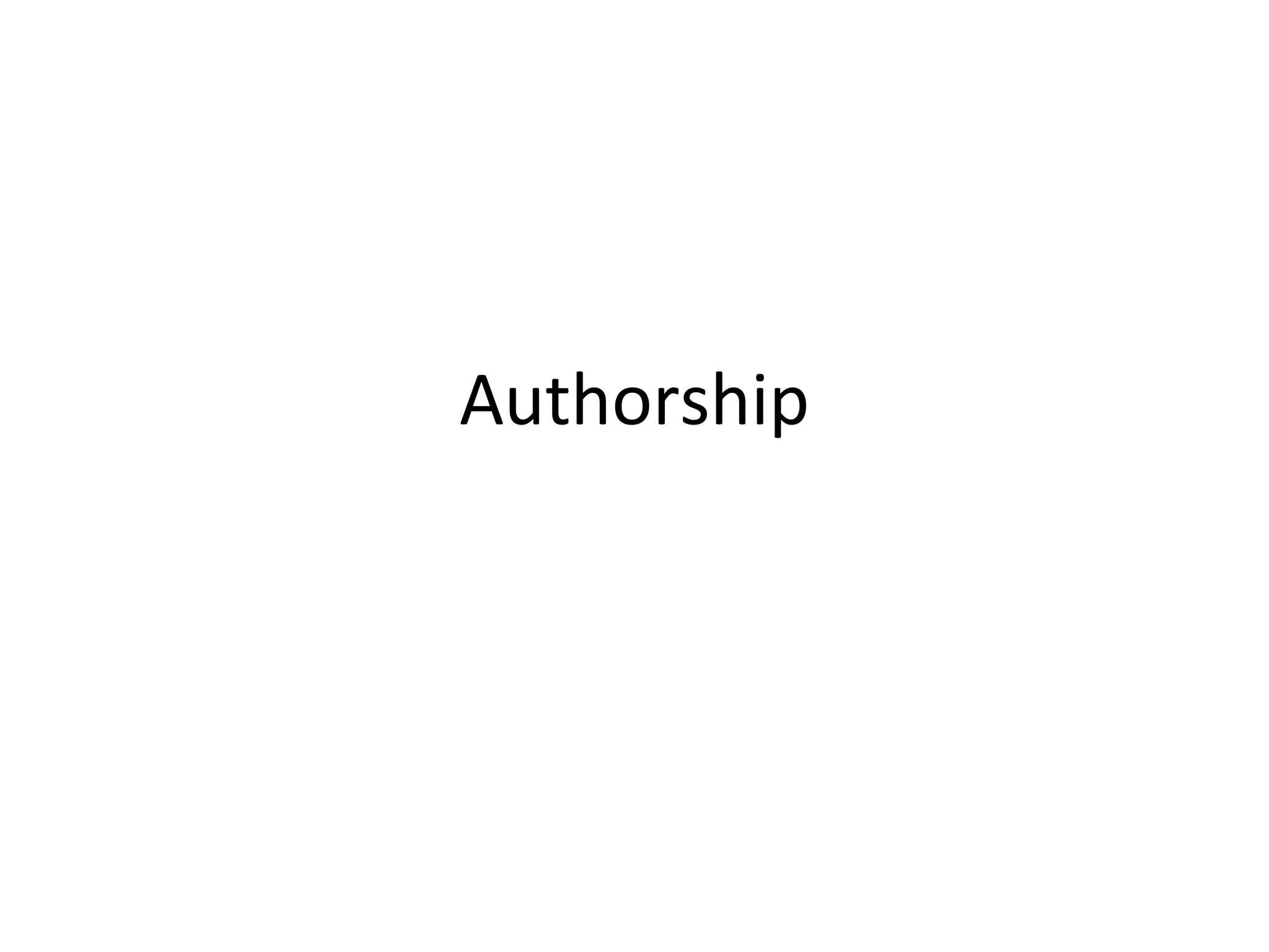 Authorship 