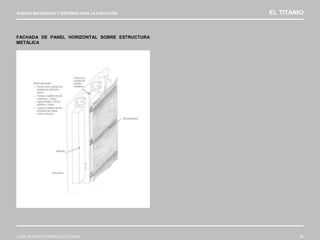 NUEVOS MATERIALES Y SISTEMAS PARA LA EJECUCIÓN EL TITANIO
JOSÉ ANTONIO RODRÍGUEZ LOSADA 95
FACHADA DE PANEL HORIZONTAL SOBRE ESTRUCTURA
METÁLICA
 
