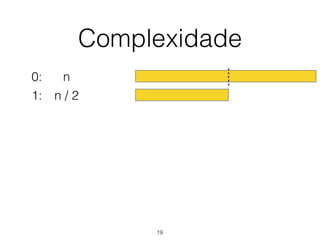Complexidade
0: n
1: n / 2
19
 