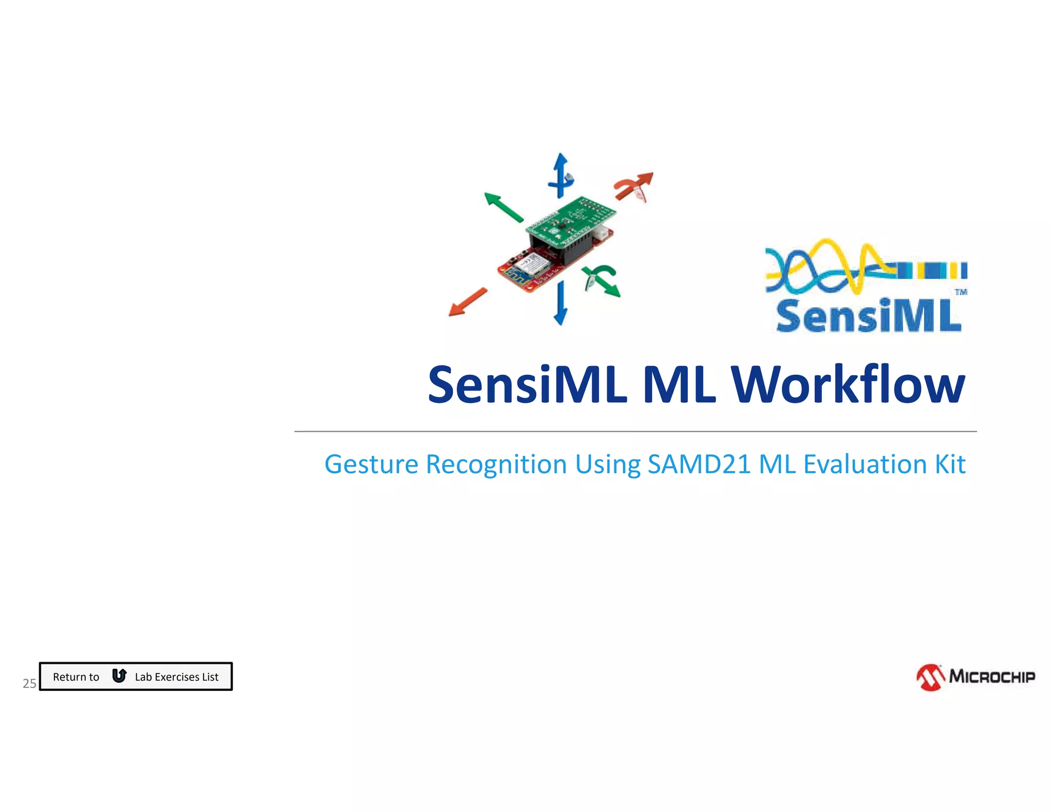 25
SensiML ML Workflow
Gesture Recognition Using SAMD21 ML Evaluation Kit
Return to Lab Exercises List
 