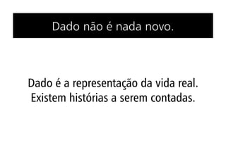 Dado não é nada novo.



Dado é a representação da vida real.
Existem histórias a serem contadas.
 