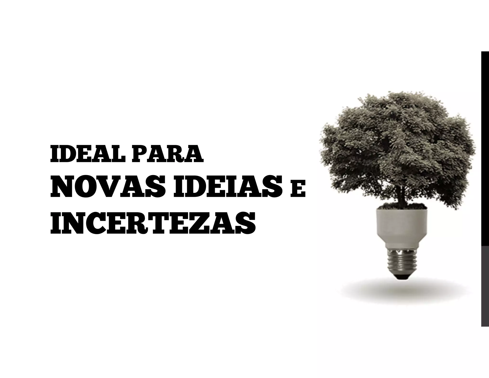 IDEAL PARA
NOVAS IDEIAS E
INCERTEZAS
 