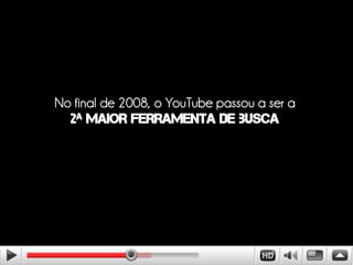 No final de 2008, o YouTube passou a ser a
  2a maior ferramenta de busca




                                             32
 