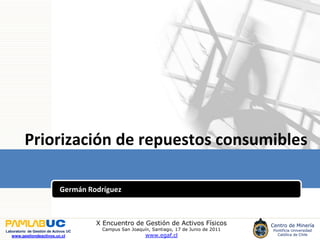 Priorización de repuestos consumibles Germán Rodríguez 